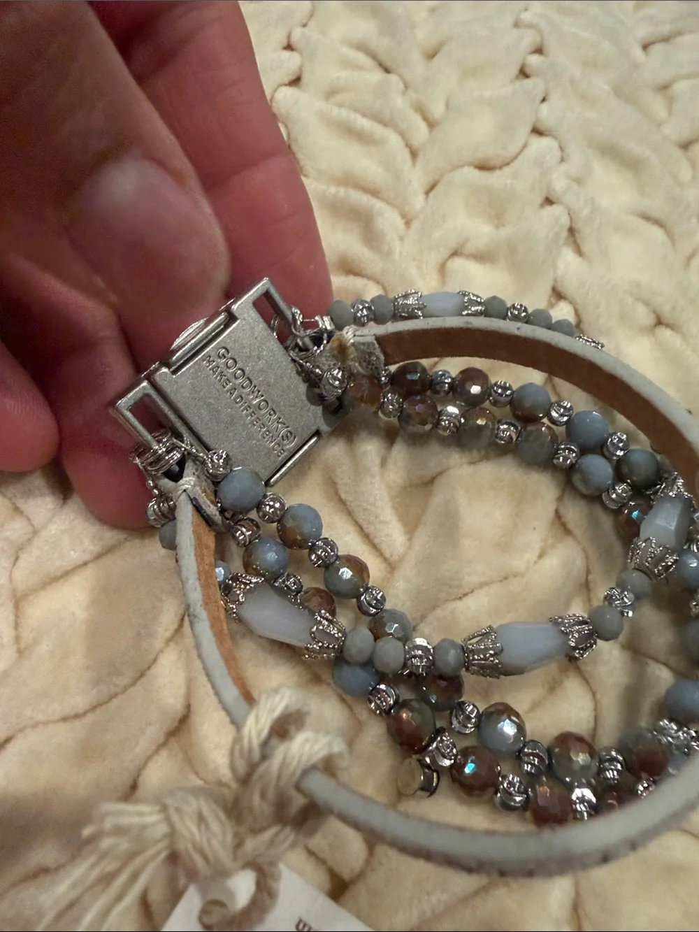 Good Works Gray Multi-Strand Beaded Bracelet with Silver Accent Clasp